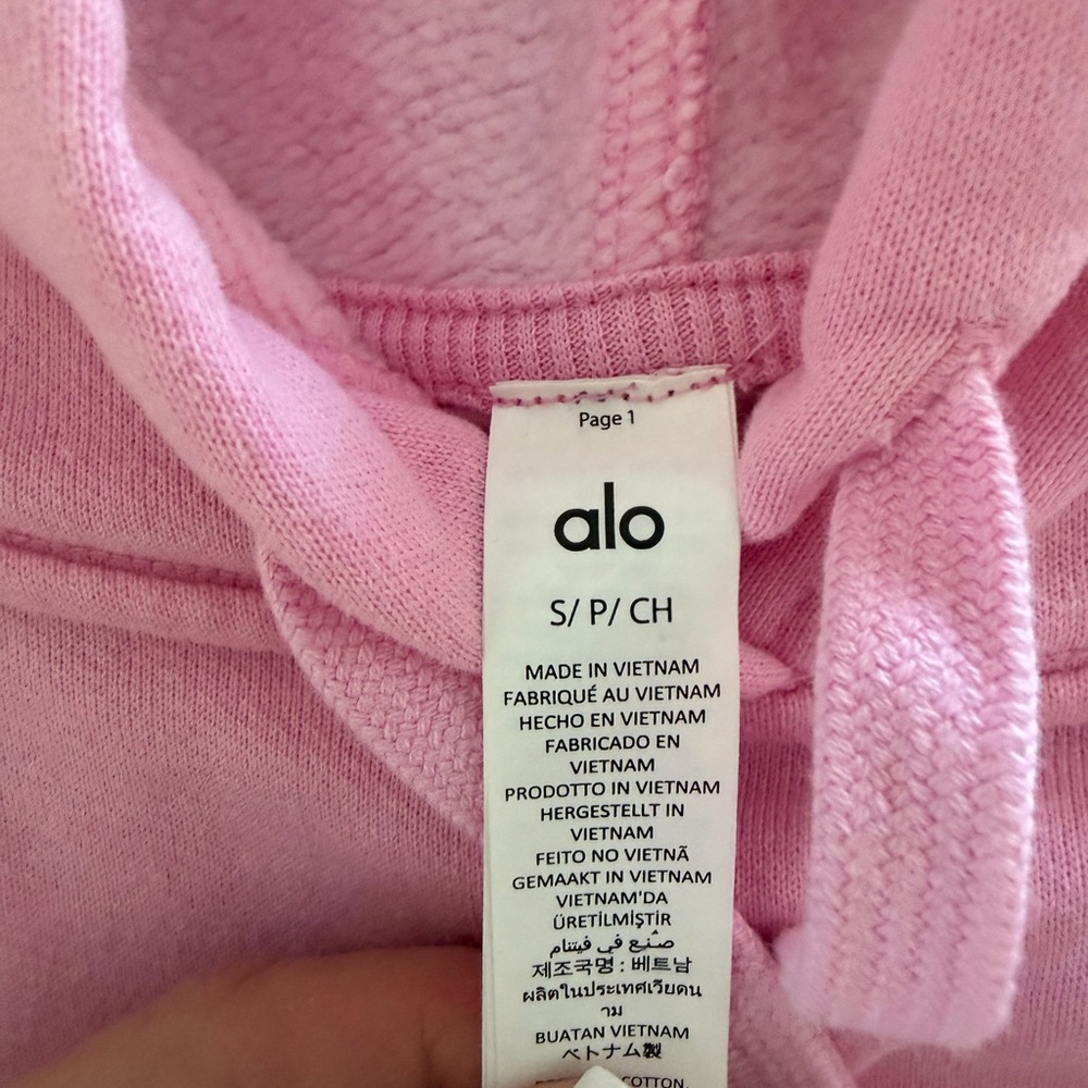 ALO Yoga Women's Light Pink Pullover Hoodie - Picture 2 of 2